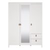 BARCELONA Wardrobe with 2 Doors, 1 Mirror Door & 2 Drawers in White - Image 3