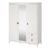 BARCELONA Wardrobe with 2 Doors, 1 Mirror Door & 2 Drawers in White - Image 2