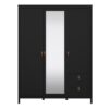 BARCELONA Wardrobe with 2 Doors, 1 Mirror Door & 2 Drawers in Matt Black - Image 3