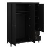 BARCELONA Wardrobe with 2 Doors, 1 Mirror Door & 2 Drawers in Matt Black - Image 5