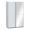 BABETTA 2 Doors Sliding Wardrobe with Mirrored Door in Matt White
