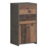 BEST CHEST Storage Cabinet with 2 Drawers & 1 Door in Concrete Optic Dark Grey & Old-Wood Vintage