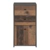 BEST CHEST Storage Cabinet with 2 Drawers & 1 Door in Concrete Optic Dark Grey & Old-Wood Vintage - Image 2