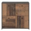 BEST CHEST Storage Cabinet with 4 Doors in Concrete Optical Dark Grey & Old-Wood Vintage - Image 2