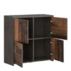 BEST CHEST Storage Cabinet with 4 Doors in Concrete Optical Dark Grey & Old-Wood Vintage - Image 4