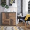 BEST CHEST Storage Cabinet with 4 Doors in Concrete Optical Dark Grey & Old-Wood Vintage - Image 3