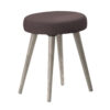 BELVOIR Round Dressing Table Stool with Grey Oak Effect Legs & Brown Fabric Seat Pad