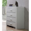 CALIFORNIA Tallboy Chest of 4 Drawers in Grey - Solid Wood Frame