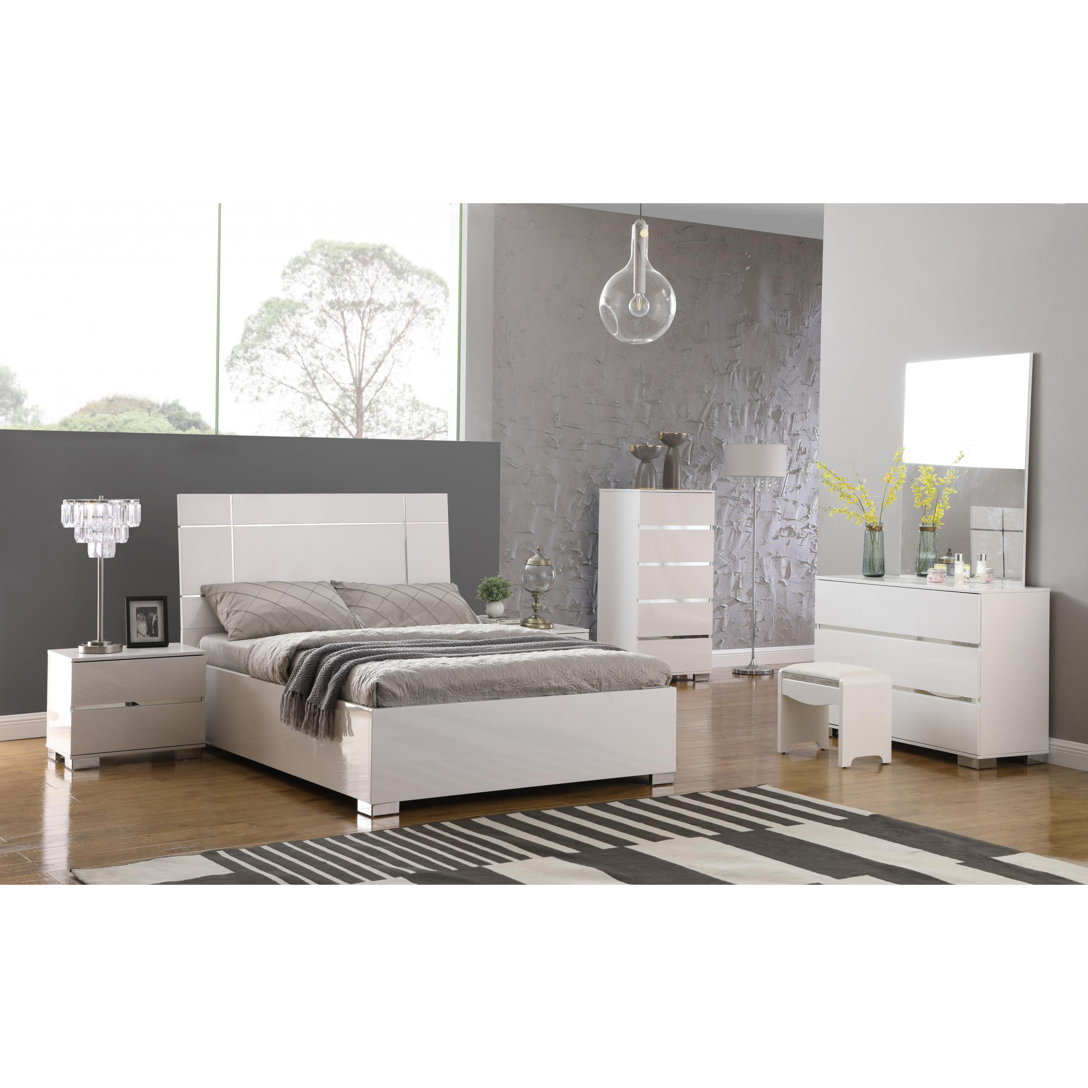 HELSINKI White High Gloss Dressing Table Stool - Prime Furniture
