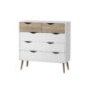 MAPLETON Chest of 2+3 Drawers in White & Oak Effect with Rubberwood Legs - Image 2