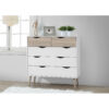 MAPLETON Chest of 2+3 Drawers in White & Oak Effect with Rubberwood Legs