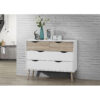 MAPLETON Chest of 2+2 Drawers in White & Oak Effect with Rubberwood Legs