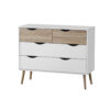 MAPLETON Chest of 2+2 Drawers in White & Oak Effect with Rubberwood Legs - Image 2