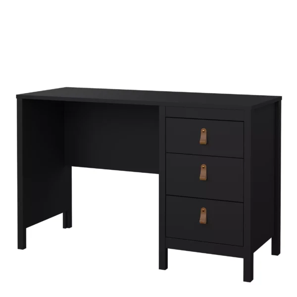 barcelona desk with three drawers in matt black finish