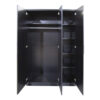 TOPLINE 3 Doors Wardrobe with Centre Mirror in White & Black - Image 2