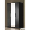 TOPLINE 3 Doors Wardrobe with Centre Mirror in White & Black