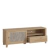 CESTINO 1 Door 1 Drawer TV Unit in Jackson Hickory Oak & Rattan - Image 3