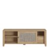 CESTINO 1 Door 1 Drawer TV Unit in Jackson Hickory Oak & Rattan - Image 4