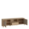 CESTINO 2 Doors 1 Drawer TV Unit in Jackson Hickory Oak & Rattan - Image 2