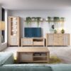 CESTINO 2 Doors 1 Drawer TV Unit in Jackson Hickory Oak & Rattan - Image 4