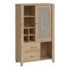 CESTINO 1 Door 2 Drawers Cabinet in Jackson Hickory Oak & Rattan