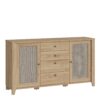 CESTINO 2 Doors 4 Drawers Sideboard in Jackson Hickory Oak & Rattan