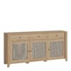 CESTINO 3 Doors 3 Drawers Sideboard in Jackson Hickory Oak & Rattan