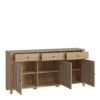 CESTINO 3 Doors 3 Drawers Sideboard in Jackson Hickory Oak & Rattan - Image 2