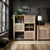 CESTINO 3 Doors 3 Drawers Sideboard in Jackson Hickory Oak & Rattan - Image 5