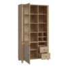 CESTINO 2 Doors 2 Drawers Display Cabinet in Jackson Hickory Oak & Rattan - Image 2