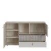 DENIM 2 Door 2 Drawer Sideboard in Light Walnut, Grey Fabric Effect and Cashmere - Image 2