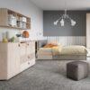 DENIM 2 Door 2 Drawer Sideboard in Light Walnut, Grey Fabric Effect and Cashmere - Image 3