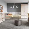 DENIM 2 Door 2 Drawer Sideboard in Light Walnut, Grey Fabric Effect and Cashmere - Image 4