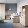 DENIM 3 Door 2 Drawer Cabinet in Light Walnut, Grey Fabric Effect and Cashmere - Image 4