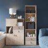 DENIM 3 Door 2 Drawer Cabinet in Light Walnut, Grey Fabric Effect and Cashmere - Image 3