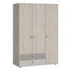 DENIM 3 Door 2 Drawer Wardrobe in Light Walnut, Grey Fabric Effect and Cashmere