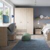 DENIM 3 Door 2 Drawer Wardrobe in Light Walnut, Grey Fabric Effect and Cashmere - Image 3