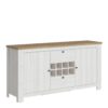 CELESTO 2 Doors 2 Drawers Sideboard with Wine Rack in White & Oak
