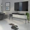 FUR TV-Unit 2 Sliding Doors 1 Drawer in Grey and White - Image 15