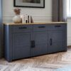 BOHOL 3 Doors 3 Drawers Sideboard in Riviera Oak & Navy - Image 6