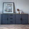 BOHOL 3 Doors 3 Drawers Large Sideboard in Riviera Oak & Navy - Image 6