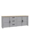 BOHOL 3 Doors 3 Drawers Large Sideboard in Riviera Oak & Grey Oak