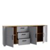 BOHOL 3 Doors 3 Drawers Large Sideboard in Riviera Oak & Grey Oak - Image 3