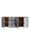 BOHOL 3 Doors 3 Drawers Large Sideboard in Riviera Oak & Grey Oak - Image 4