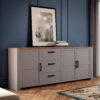 BOHOL 3 Doors 3 Drawers Large Sideboard in Riviera Oak & Grey Oak - Image 6
