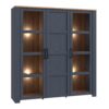 BOHOL 3 Doors Large Display Cabinet in Riviera Oak & Navy - Image 5
