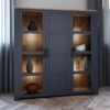 BOHOL 3 Doors Large Display Cabinet in Riviera Oak & Navy - Image 9