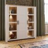 BOHOL 3 Doors Large Display Cabinet in Riviera Oak & White - Image 8