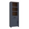 BOHOL 2 Doors 1 Drawer Narrow Display Cabinet in Riviera Oak & Navy