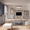 BOHOL 2 Doors 1 Drawer Narrow Display Cabinet in Riviera Oak & Grey Oak - Image 7